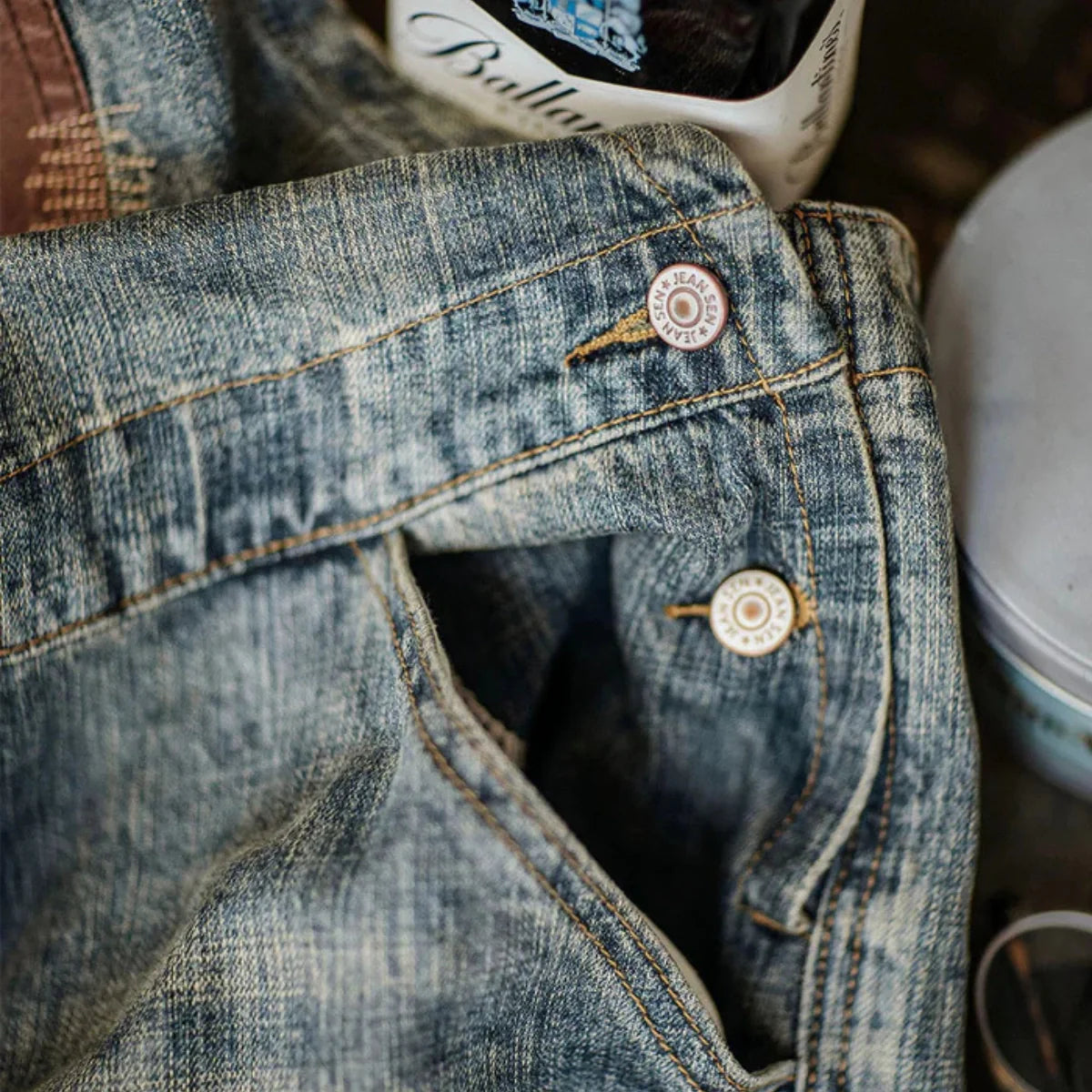 Gardaly Contrast-Panel Denim Overalls