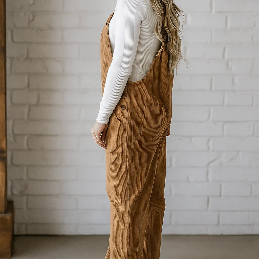 Gardaly Cosy Corduroy Loosened Overalls