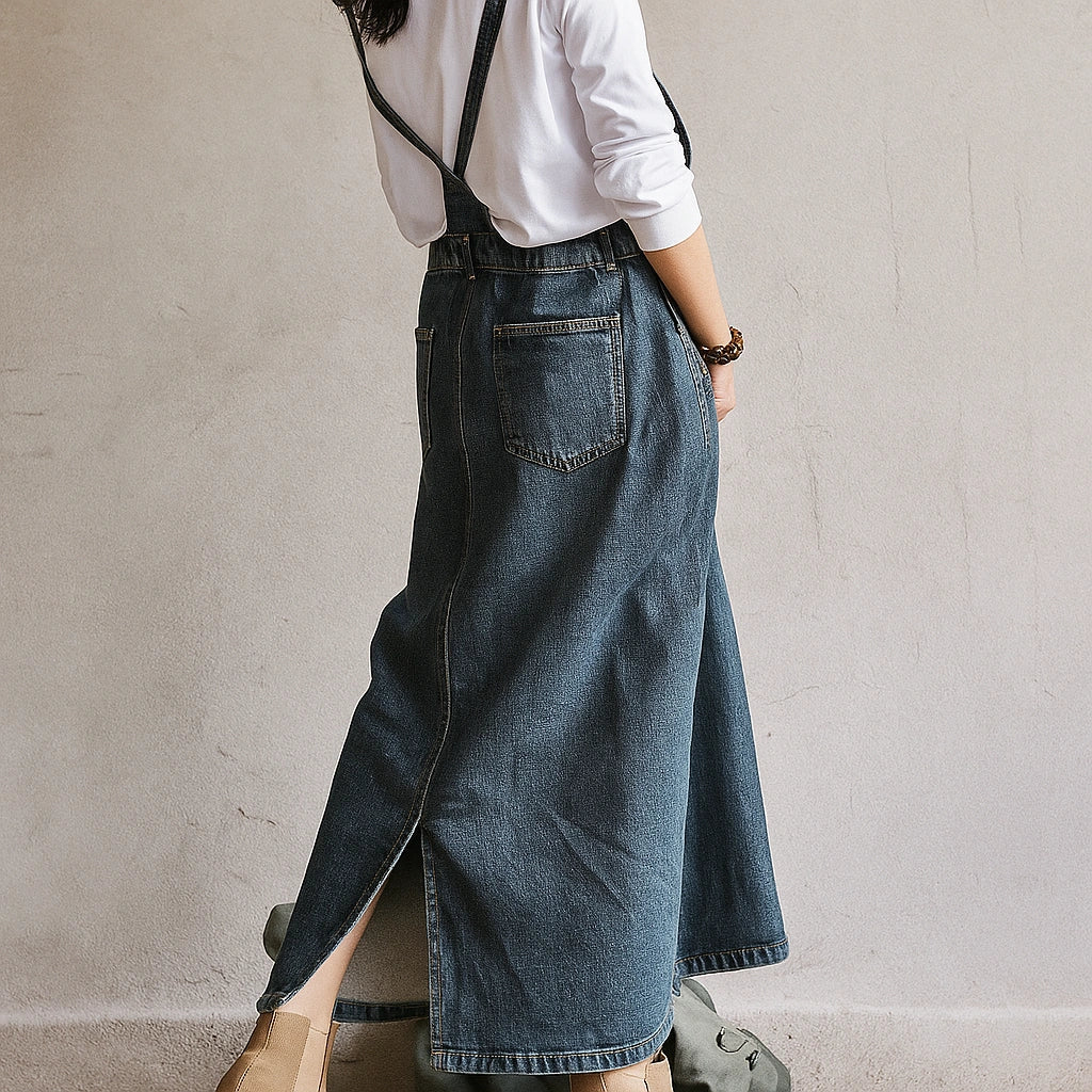 Gardaly Heritage Back-Split Denim Pinafore