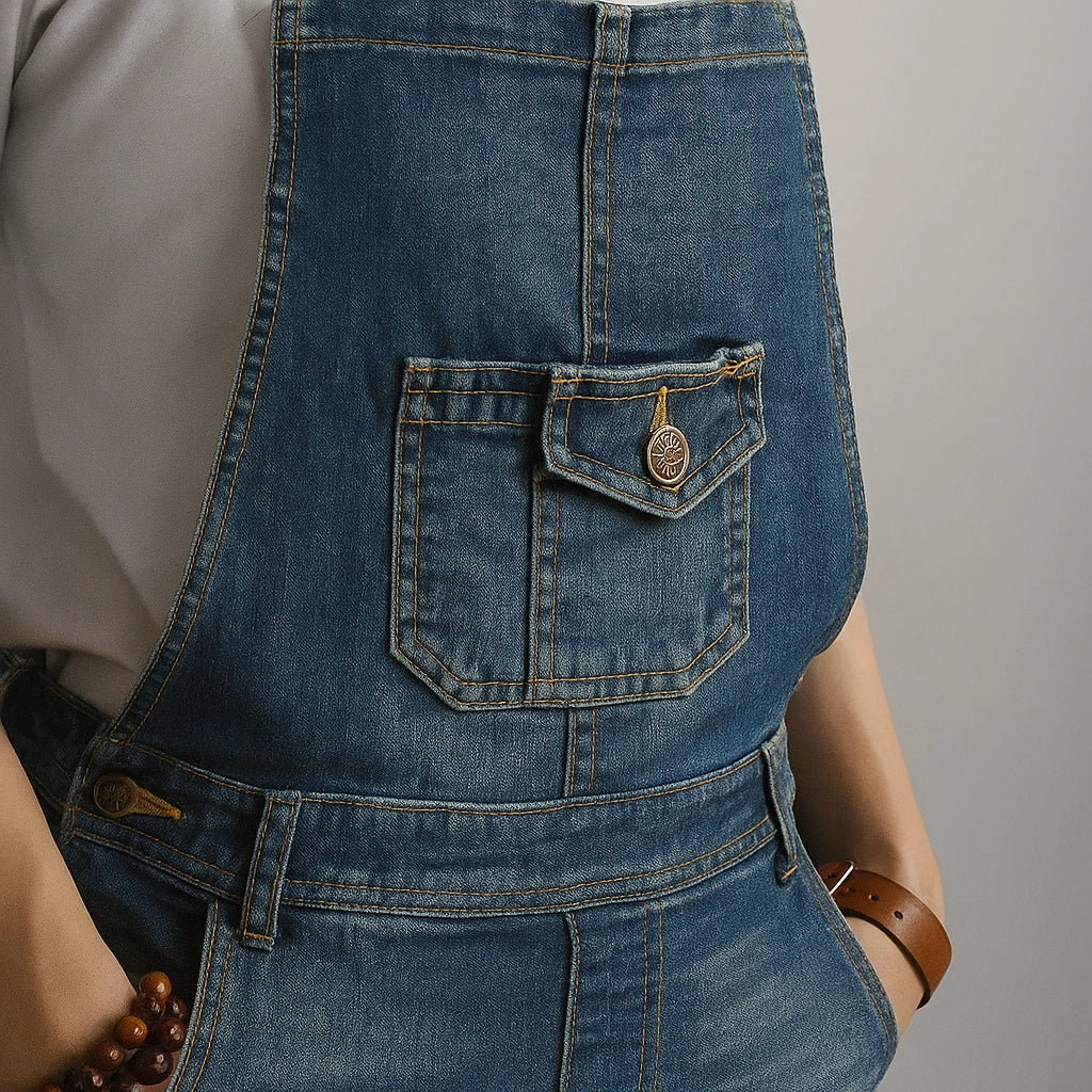 Gardaly Heritage Back-Split Denim Pinafore