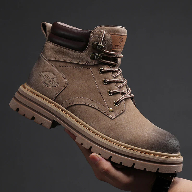 Men’s Full-Grain Brown Work Boots – Waterproof Protection with All-Day Comfort