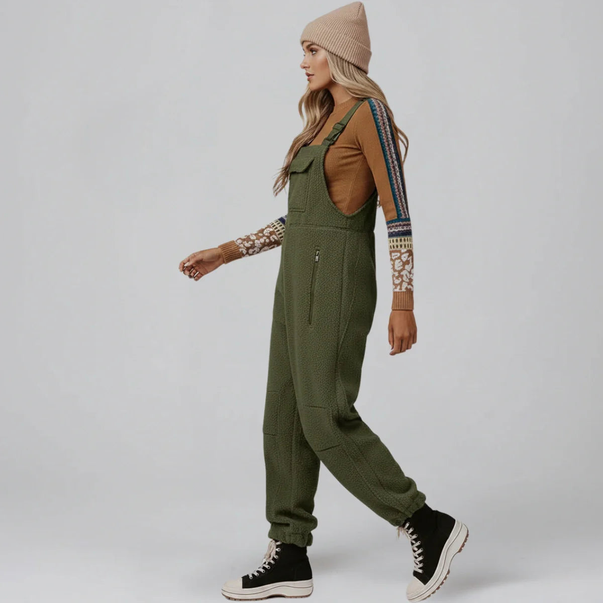 Gardaly Thermal Fleece Overalls with Zip Pockets