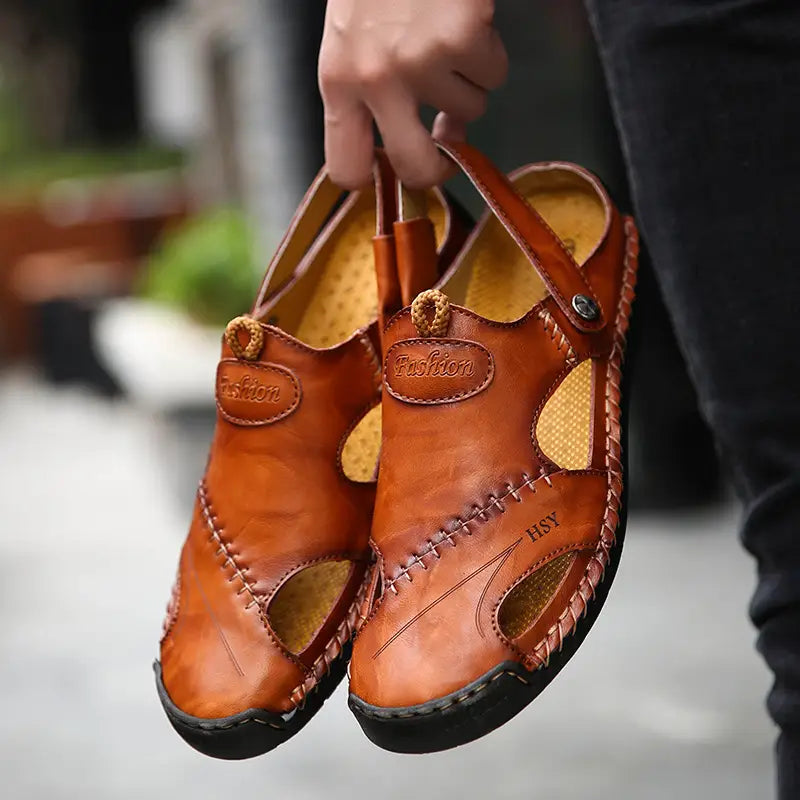 Gardaly | Men's High Quality Soft Leather Casual Sandals - CloudWay™