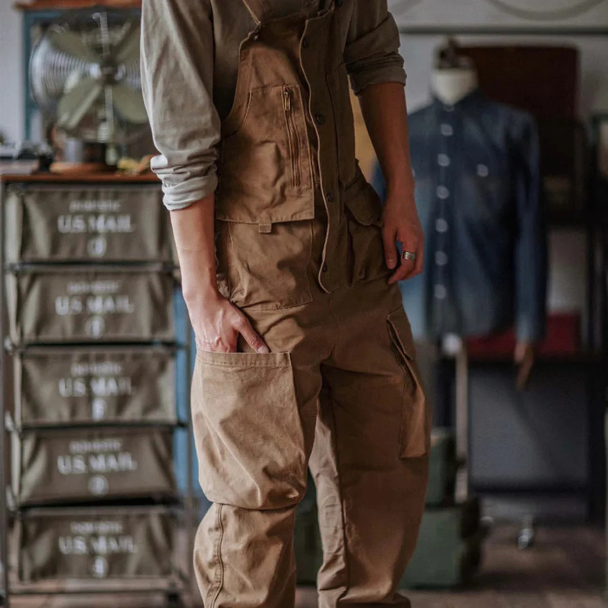 Gardaly Easy-Drape Canvas Overalls