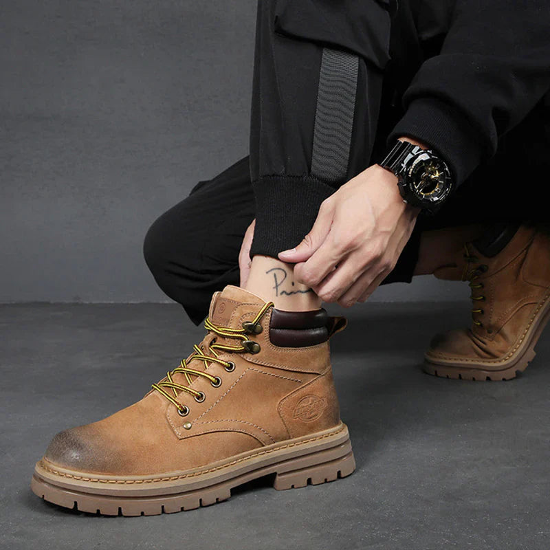 Men’s Full-Grain Brown Work Boots – Waterproof Protection with All-Day Comfort