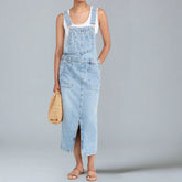 Gardaly Front-Split Denim Pinafore