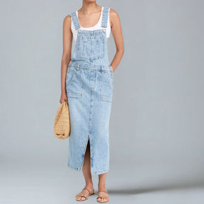 Gardaly Front-Split Denim Pinafore
