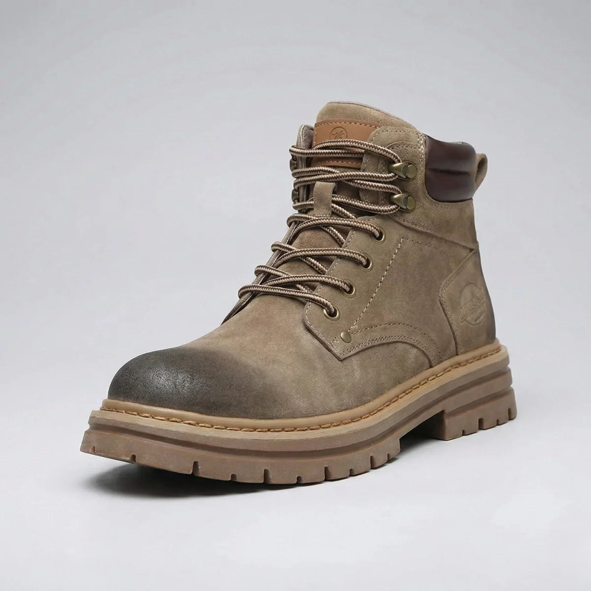 Men’s Full-Grain Brown Work Boots – Waterproof Protection with All-Day Comfort