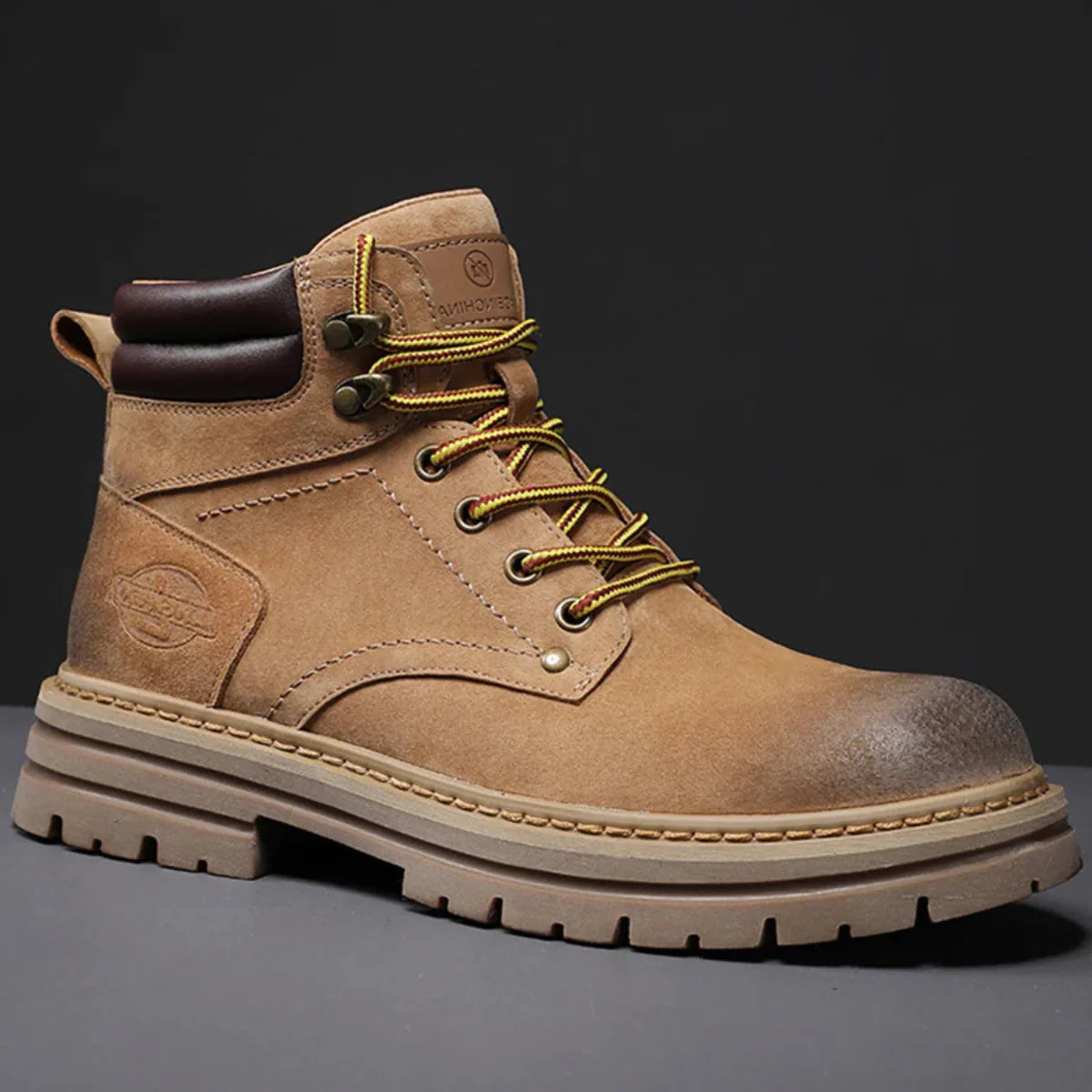 Men’s Full-Grain Brown Work Boots – Waterproof Protection with All-Day Comfort