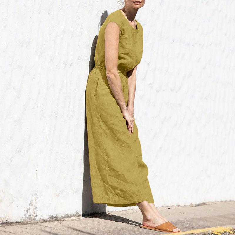 Gardaly High-Rise Sleeveless Loosened Jumpsuit
