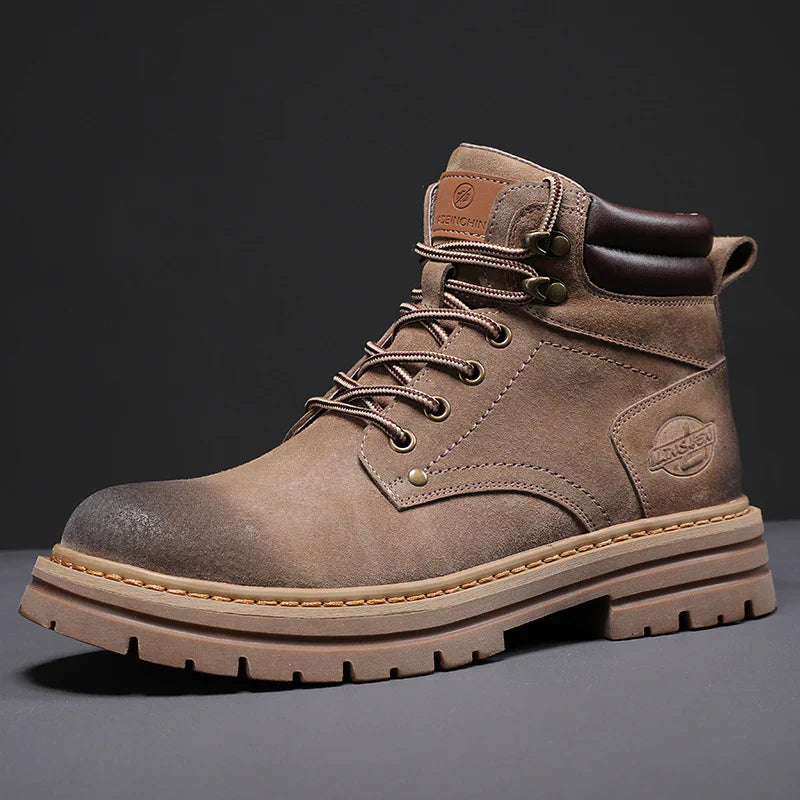 Men’s Full-Grain Brown Work Boots – Waterproof Protection with All-Day Comfort
