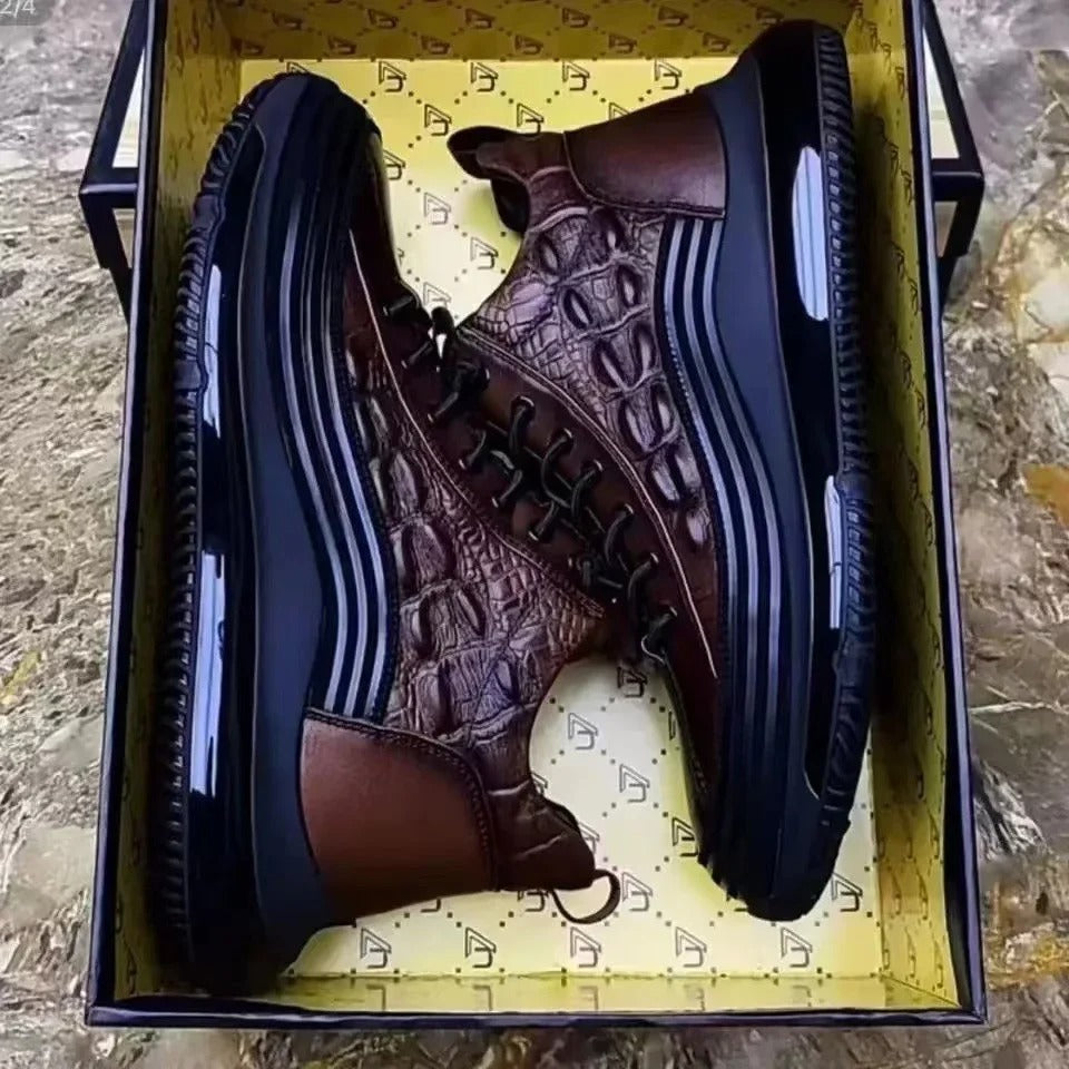 Bella Offerta | Scarpe casual da uomo con stampa coccodrillo e cuscinetto d’aria (stile italiano)